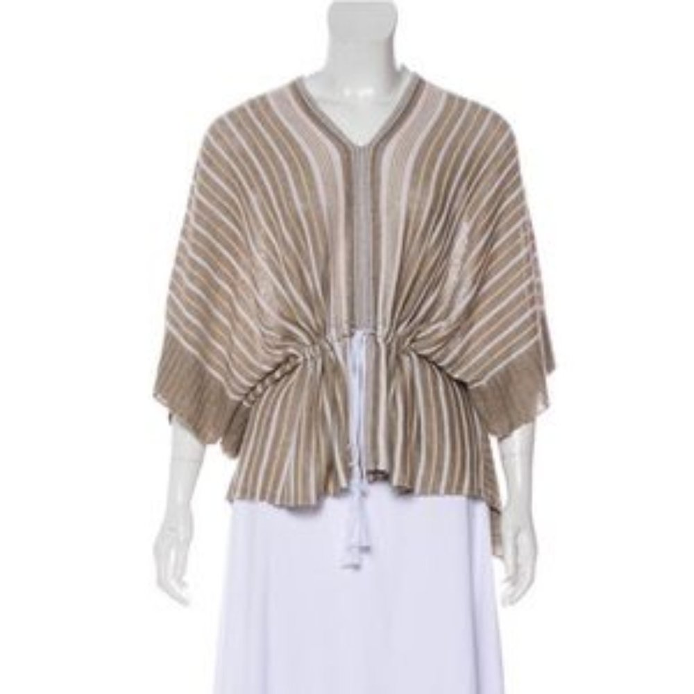 White + Warren linen V sweater poncho Nwt